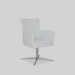 Fotel z białej ekoskóry na czteroramiennym krzyżaku, obrotowy, do sali konferencyjnej i biura - Kleiber Time